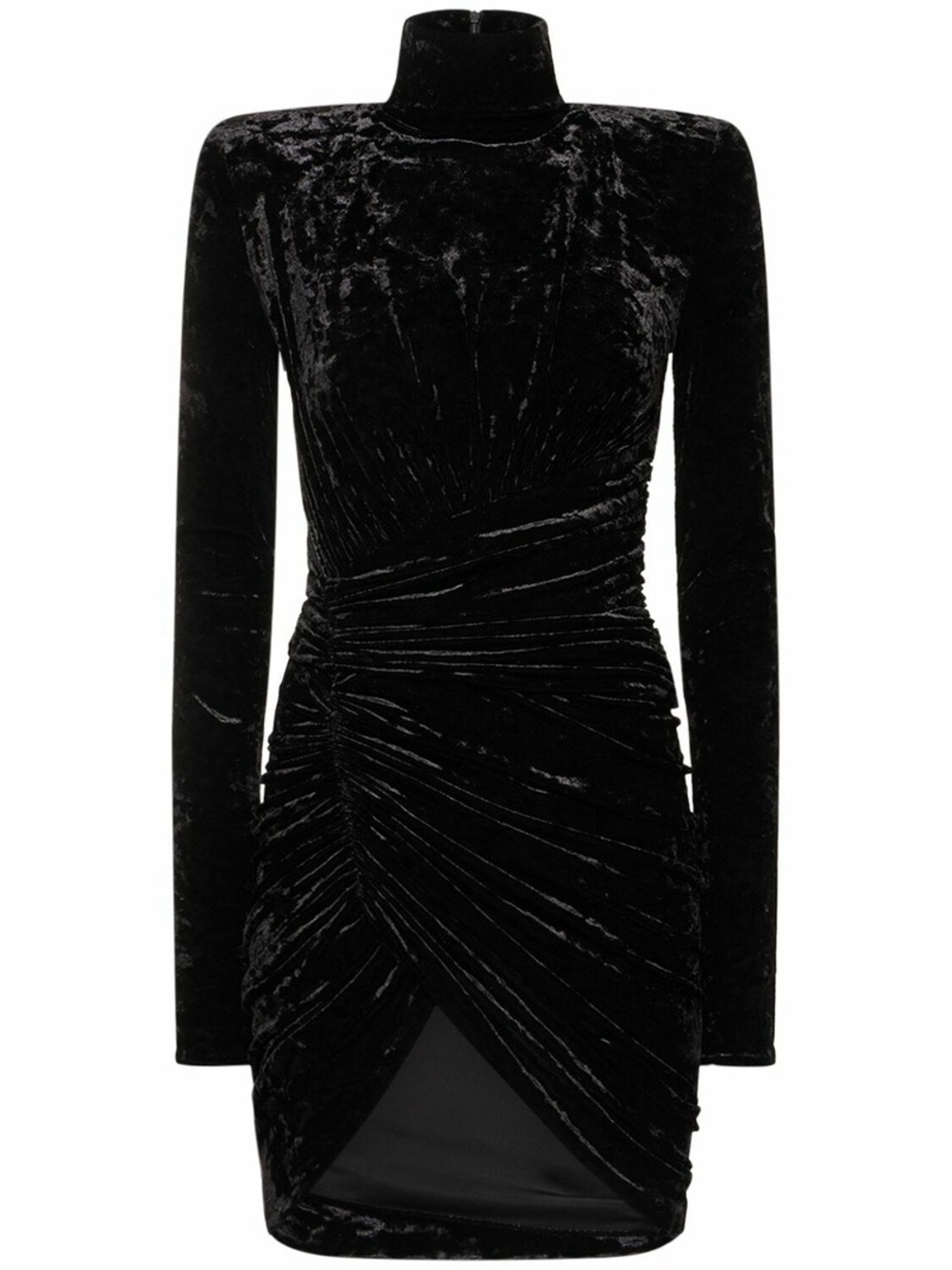 ALEXANDRE VAUTHIER Crushed Velvet Turtleneck Mini Dress Size 38
